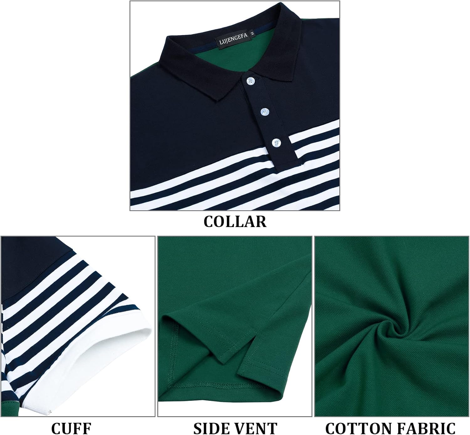 Mens Polo Shirts Long/Short Sleeve Striped Casual Slim Fit Golf Polo Contrast Color Summer Cotton T-Shirts