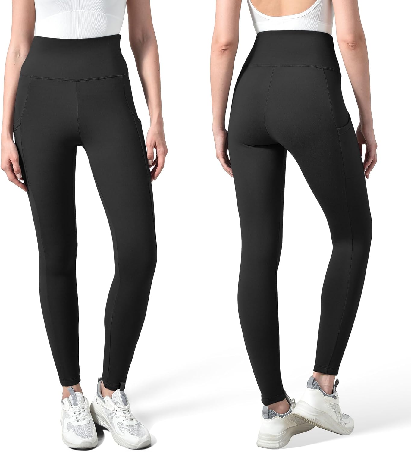 Fleece Lined Leggings for Women - High Waisted Workout Leggings for Women Running Exercise - Image 2