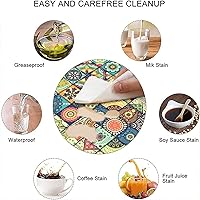 Vista 4 de Mantel elástico cuadrado para mesas de hasta 36 pulgadas, mantel ajustable impermeable con estampado bohemio, mantel de poliéster lavable