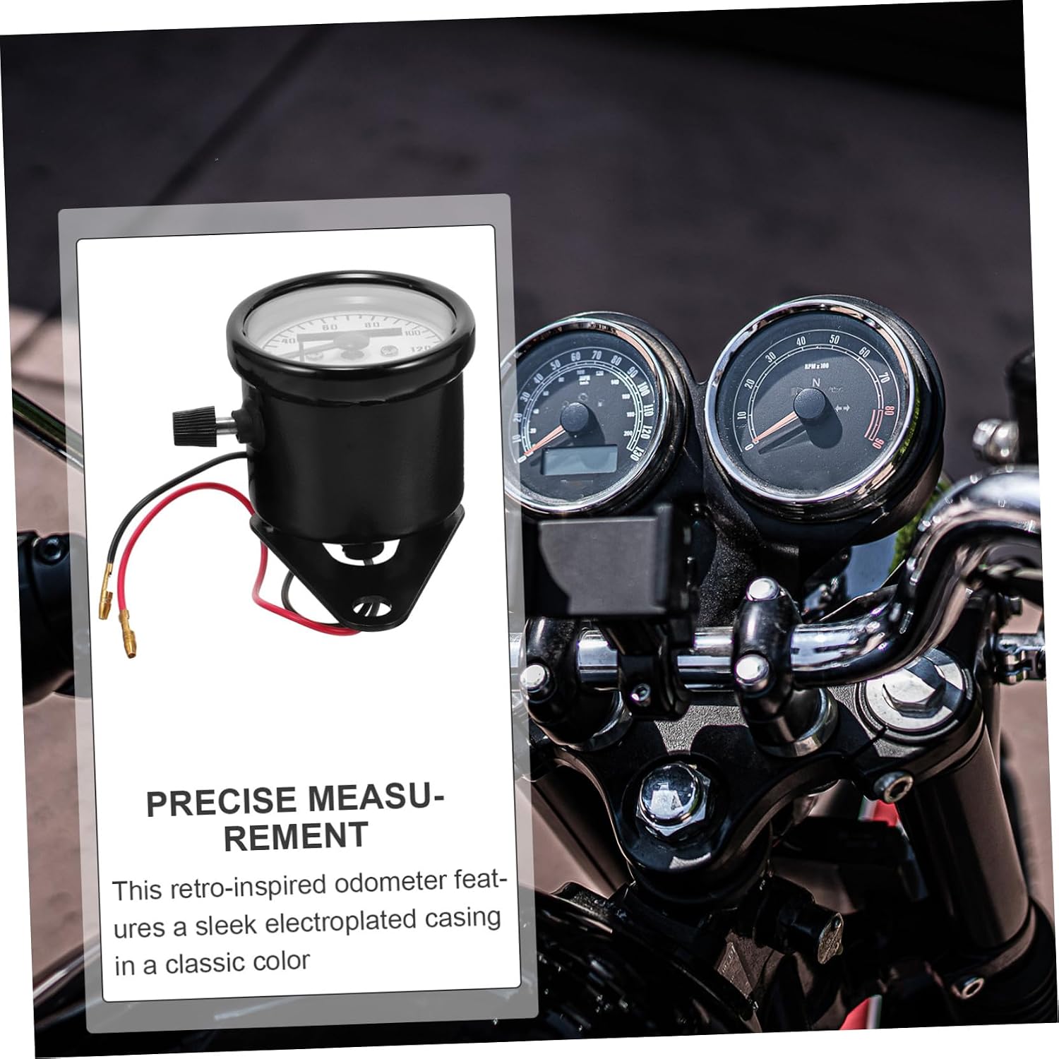 Motorcycle Speedometer Gauge Retro Odometer with Electroplated Casing White Dial Rust-Resistant Motorcycle Instrument for Accurate Mileage Tracking