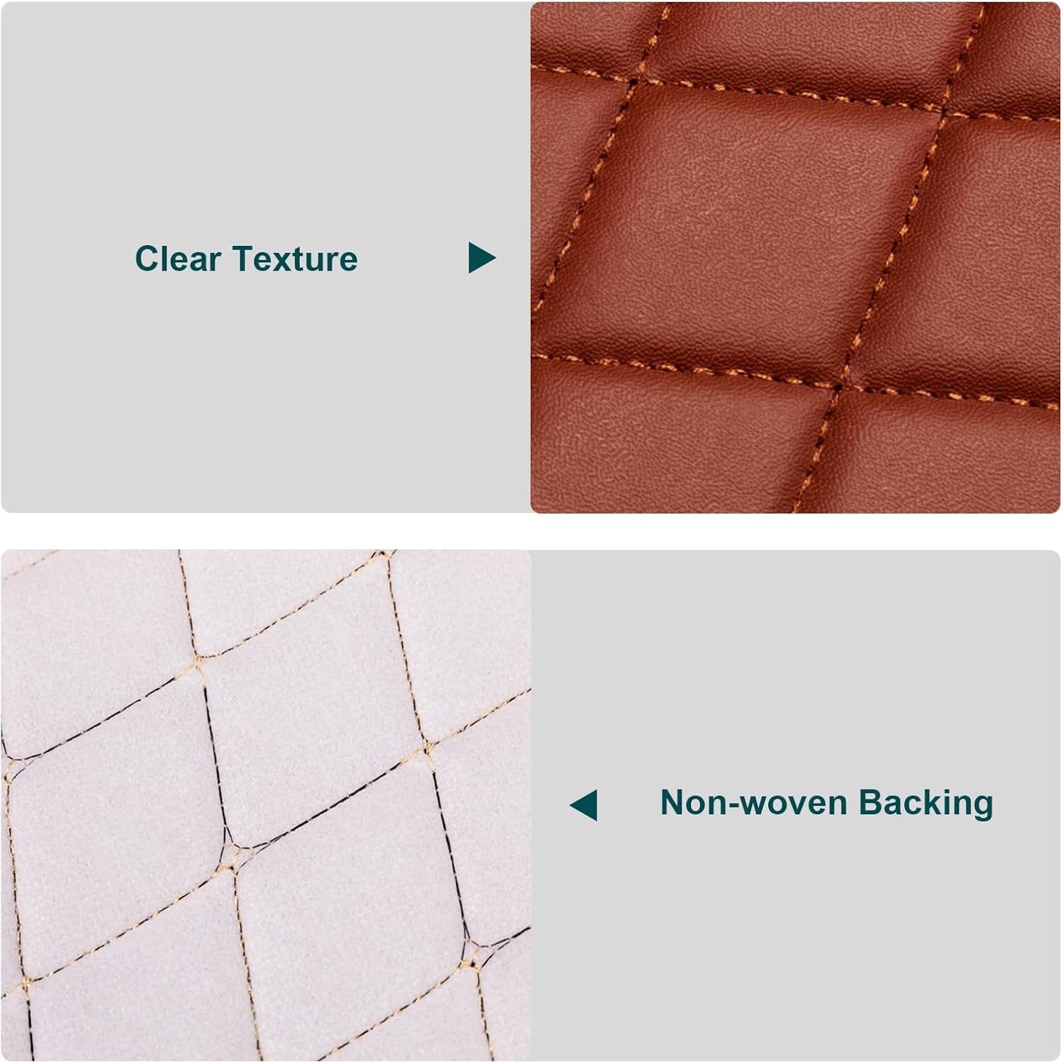 Vinyl Faux Leather Quilted Fabric Foam Backed,Upholstery Fabric Leather for DIY Projects,Decorate Leather Auto Sofa Headboard 63" Wide,Sold by Yard,Brown(BrownThread)