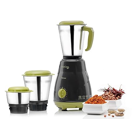 McCoy Star 500-Watt Mixer Grinder 3 Jars (Grey/Green)