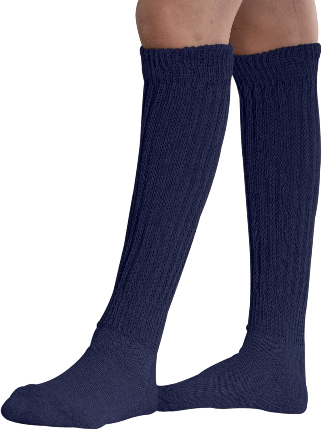 MDR Women's Extra Long Extra Heavy Slouch Socks - 12 Pairs Size 9-11 - Made in USA (12 Navy)