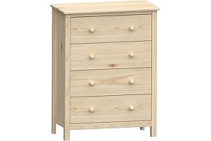 30 Inch Chest of 4 Drawers Unfinished Solid Wood