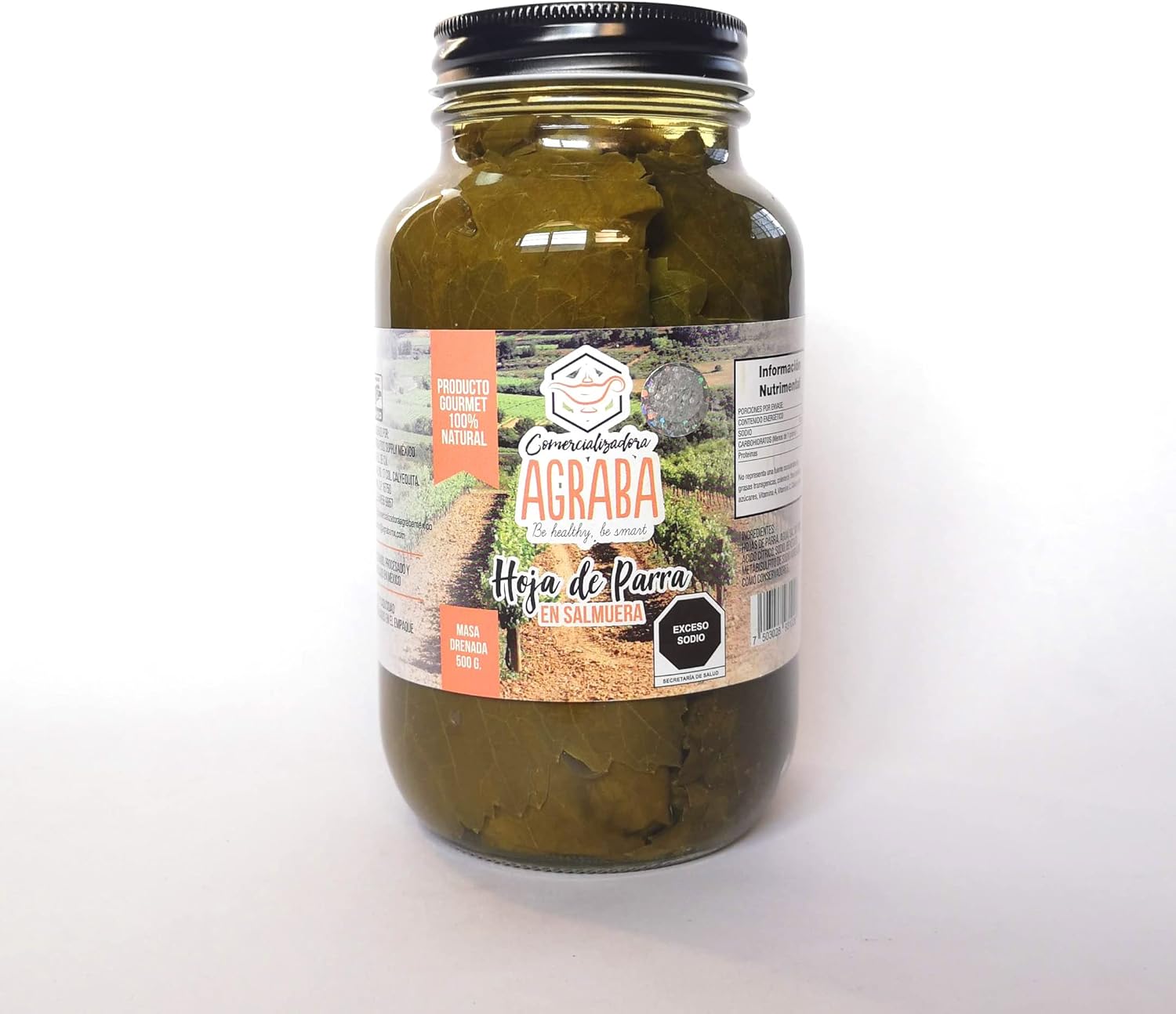 HOJA DE PARRA EN SALMUERA KOSHER FCO 500G AGRABA