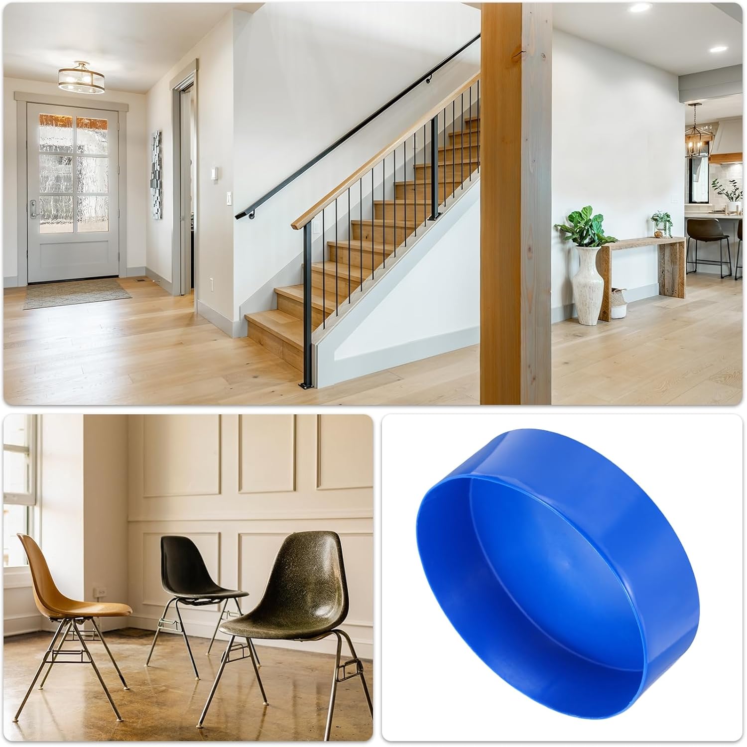 uxcell 4pcs Rubber End Caps 180mm(7 Inch) ID x 80mm(3 1/8 Inch) H Vinyl Round End Cap Cover Screw Thread Protectors Blue