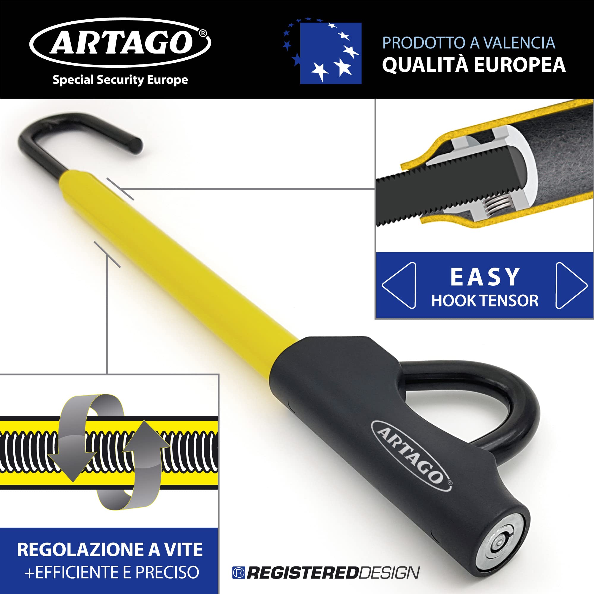 ARTAGO 871 Antifurto Auto Blocca Sterzo Meccanico Universale per Auto Camper