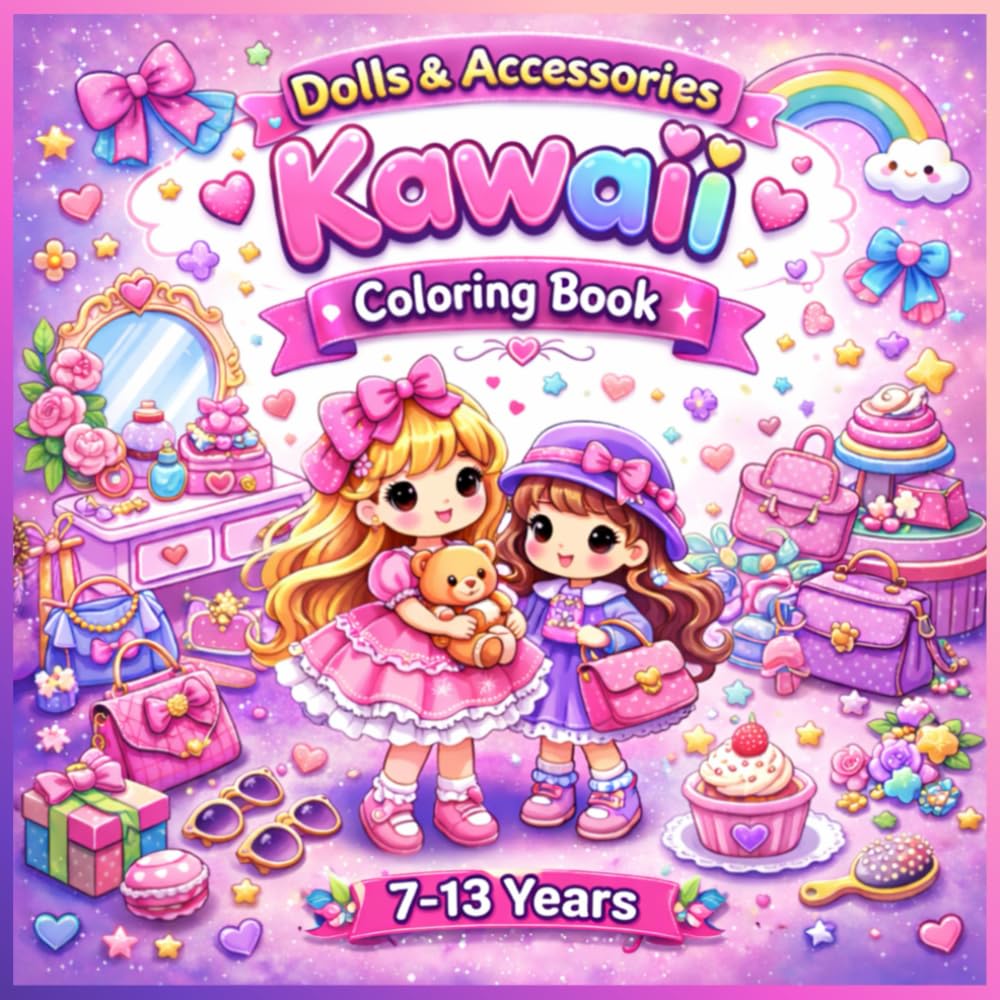 Dolls & Accessories Kawaii: Coloring Book