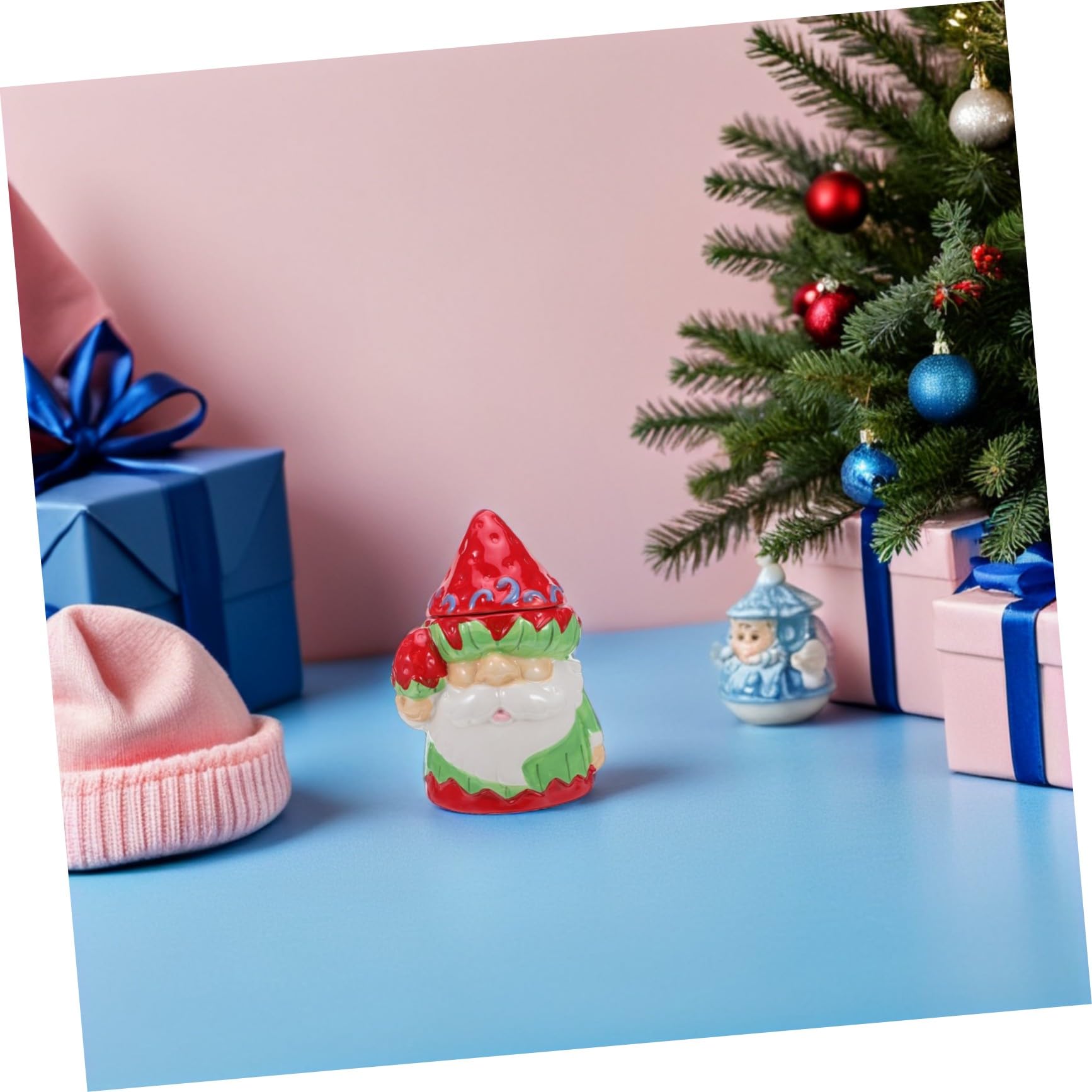 GLEAVI Bocal à Biscuits et Friandises de Noël Céramique avec Couvercle Hermétique Boîte de Rangement Festive pour Bonbons Biscuits et Friandises Conteneur Étanche pour Cuisine et Fêtes de