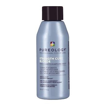شامبو Pureology Strength Cure باللون الأرجواني الأشقر - للشعر الأشقر والفاتح المعالج بالألوان، نغمات وتقوية الشعر النحاسي، الخالي من الكبريتات والنباتي