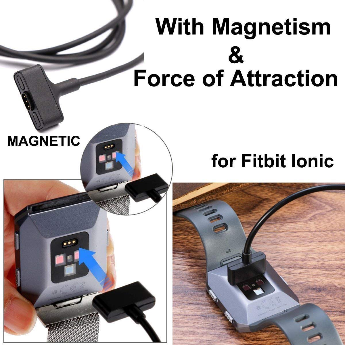 Dragon Trading - Cavo di ricarica compatibile con caricabatterie USB per Fitbit Ionic Smartwatch