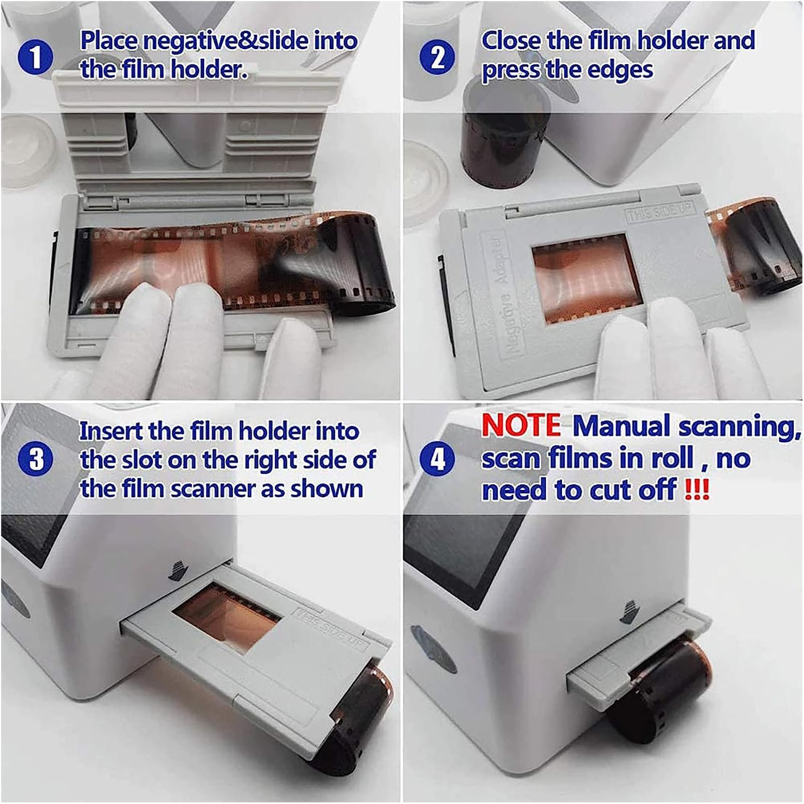 Scanner de films et de diapositives, stockage sur carte SD 32 Go, écran LCD de 2,36 pouces, convertisseur de film diapositive 35 mm/135 mm, prend en charge l'édition et la lecture