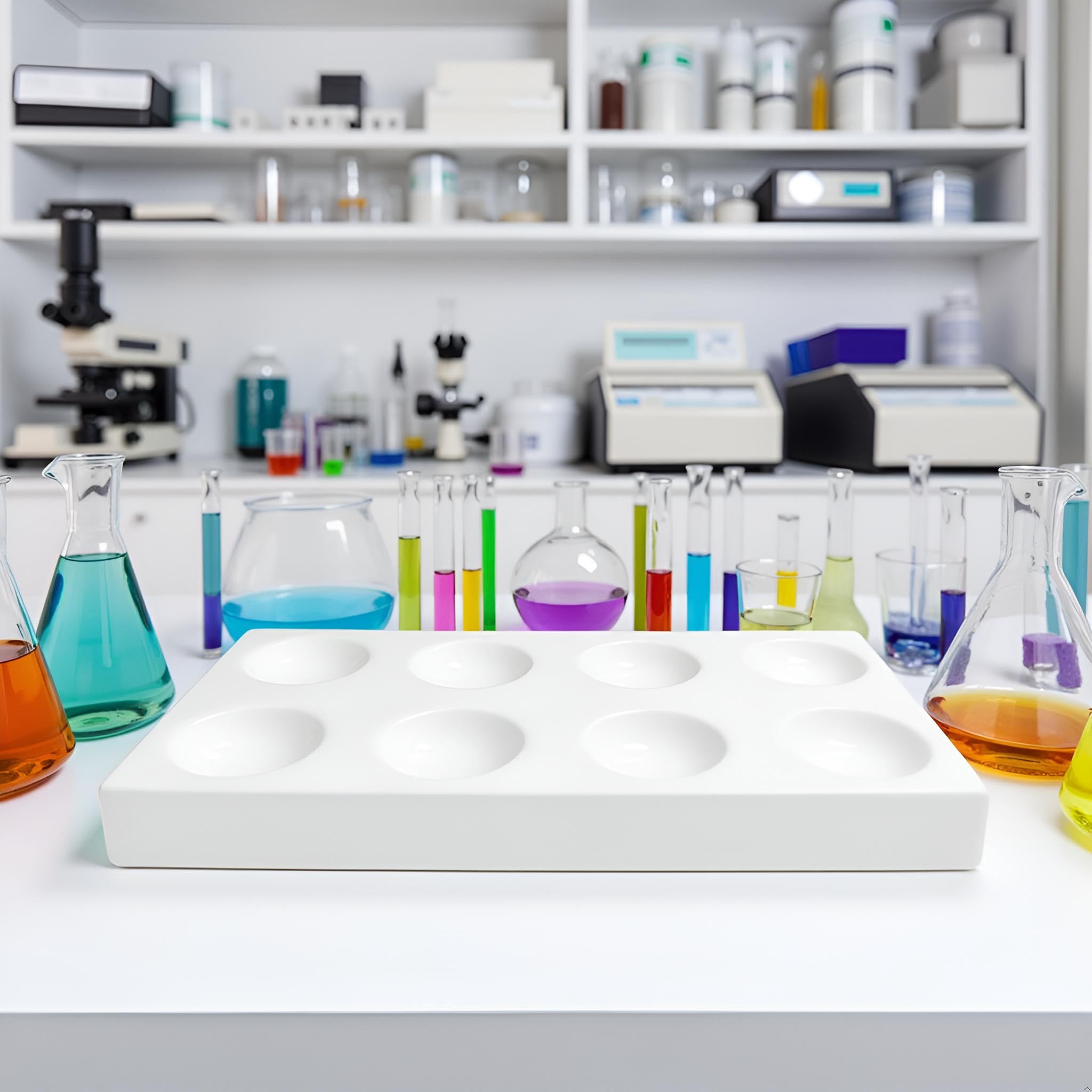 Weißer Porzellan-Punkteller, 6 Mulden, Labor-Spotting-Reaktionsplatte, ideal für Labor-Chemikalien, Experimente, Aufbewahrung von Mikroplatten, Glaswaren und Laborgeschirr