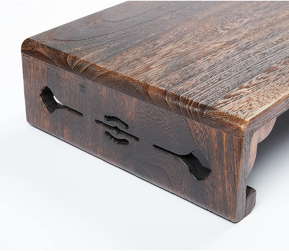 Low Wood Stool, Rectangular Bed Step Stool, Large Surface Step Ladder for Kitchen & Bathroom, Foot Rest Stool Under Desk, Portable Bed Table for Laptop and Tea