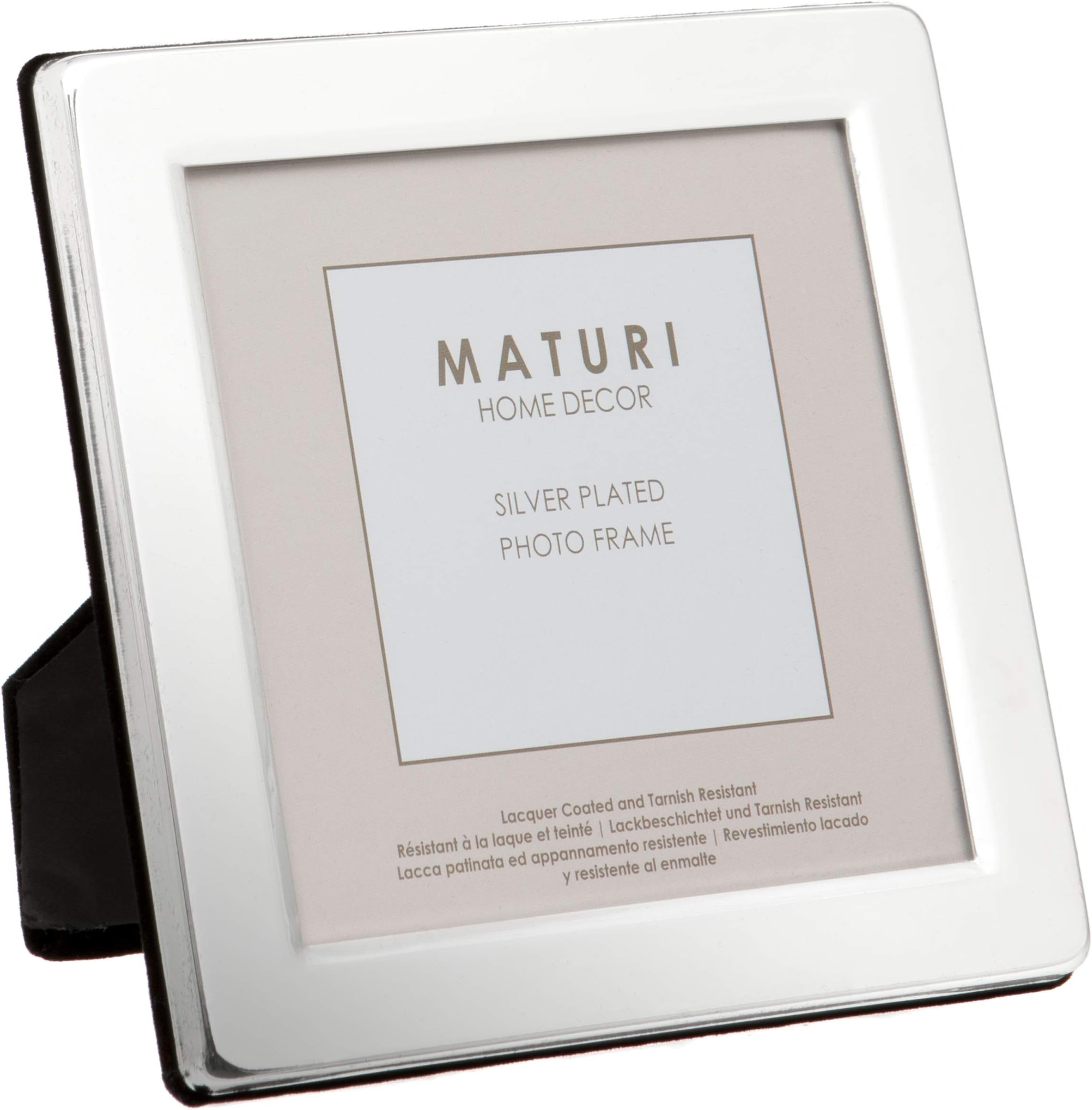Maturi Silver Plated Photo Frame - Flat Edge Finish 4 x 4-inch (10 x 10cm)