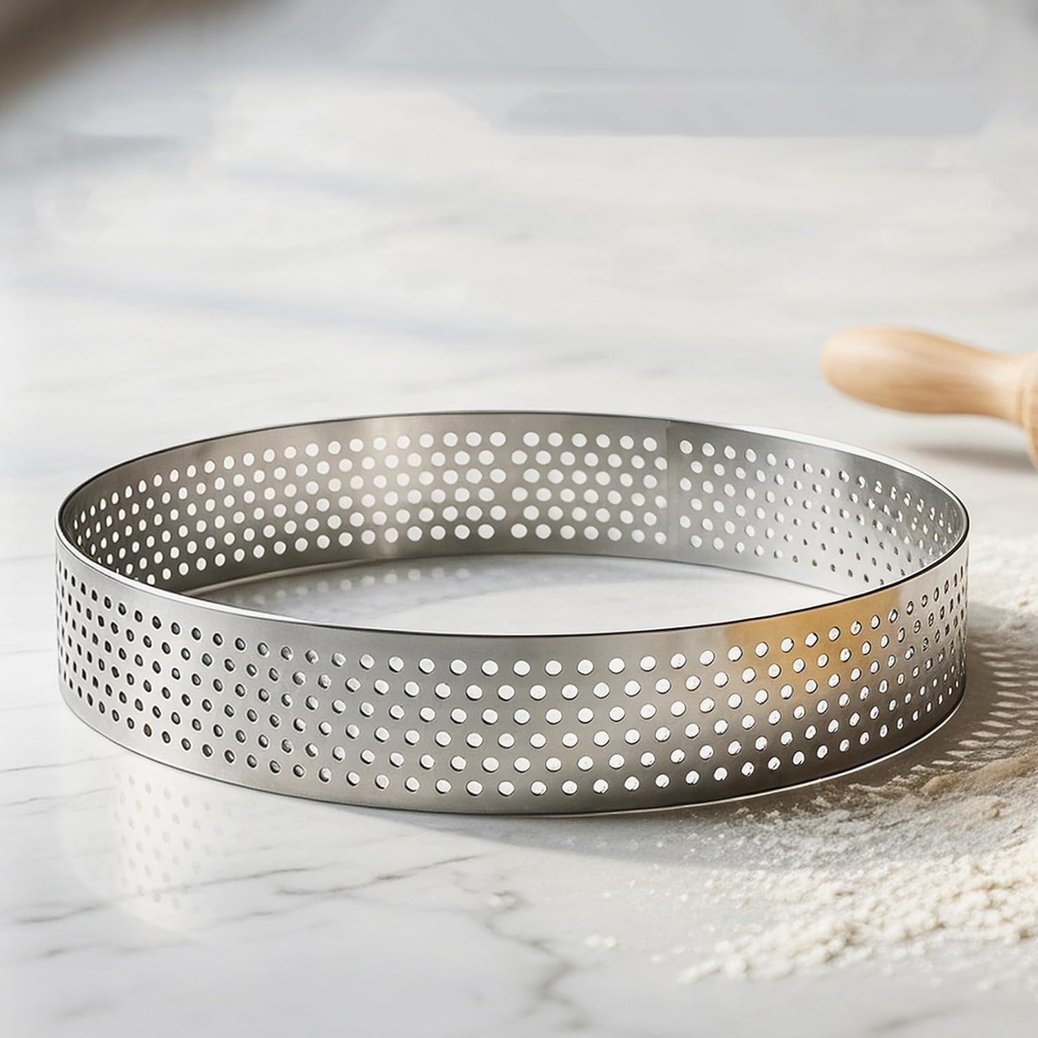 10pcs Stainless Steel Perforated Tart Ring, Round Cake Mold (4 Inch) - Heat-Resistant Pastry Nonstick Dessert Cutter Circle Baking Tool for French Fruit Tart