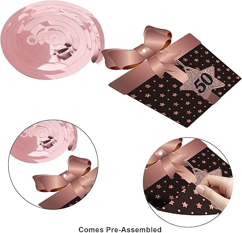 Miniatura 4 de Decoración de techo de remolinos colgantes para fiesta de cumpleaños número 50, celebración, 50 espirales colgantes de papel de aluminio con