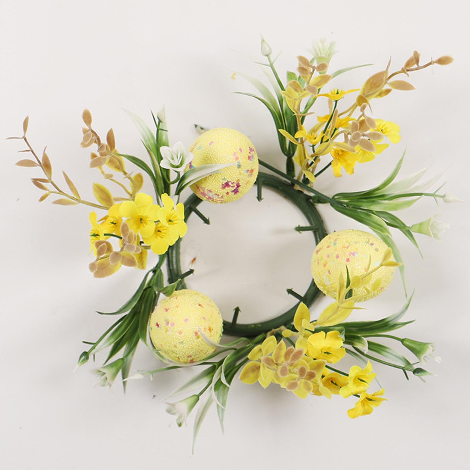 Easter Egg Candle Ring - Easter Candle Rings | Artificial Easter Candle Holder Ring | Flower Garland Spring Wreath | Decorative Pillar Candle Wreath for Home, Kitchen Table Centrepiece