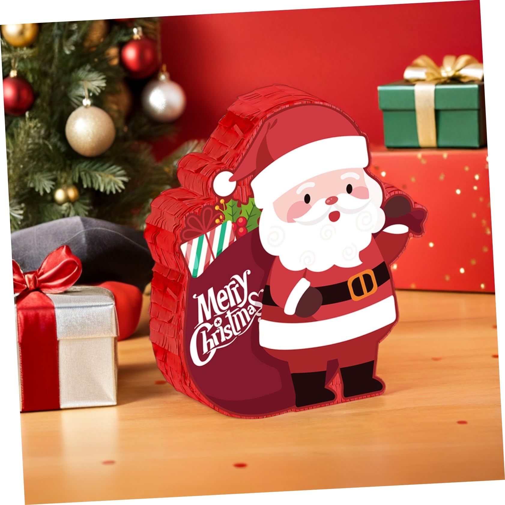 Cabilock Piñata de Navidad Roja Piñata de Papá Noel Mexicanas para Decoración de Fiesta Familiar Navideña Fiesta Navideña de Oficina
