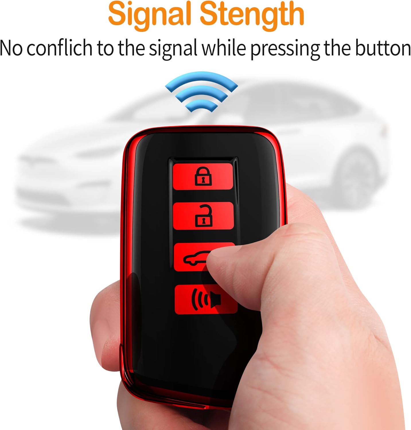 Sindeda for Lexus Key Fob Cover with Keychain Soft Full Protection Key Shell Key Case Compatible with Lexus RX IS ES GS LS NX RS GX LX RC LC (Red) - Image 5