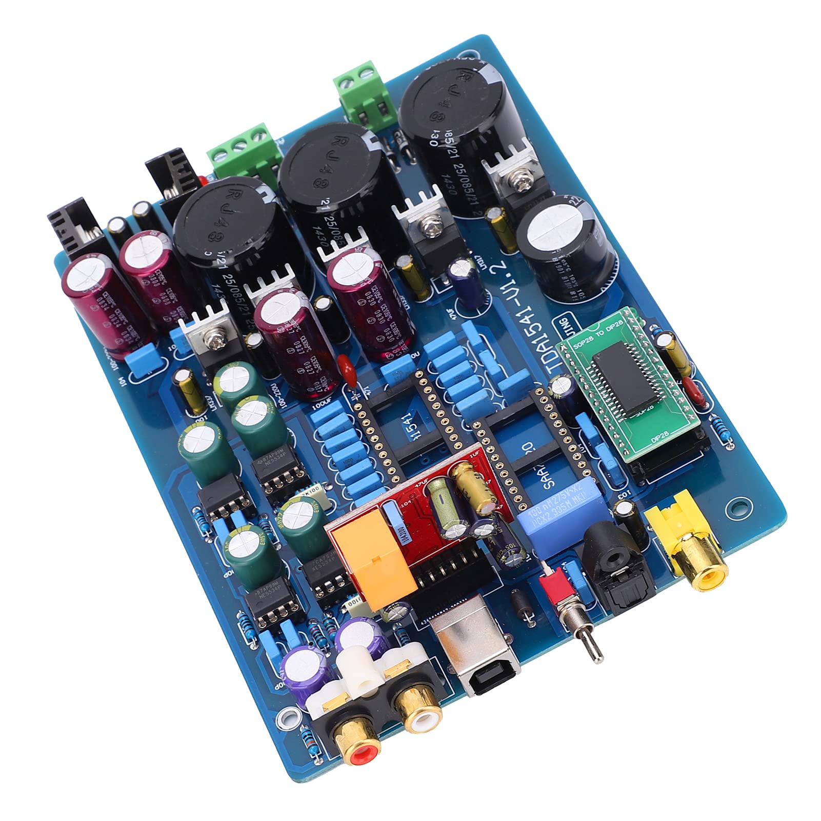 Aramox Placa Decodificadora Coaxial Módulo Decodificador PCB CYJ TDA1541 con USB PCM2704 2x4700UF Condensadores Rectificador Completo para Amplificadores Usuarios de Componentes Electrónicos