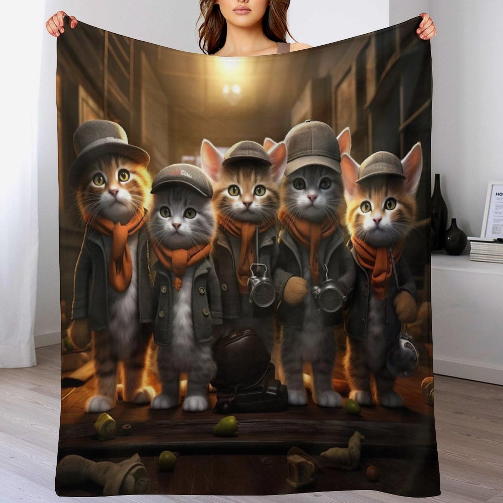 Couverture chat mignon en flannel douce pour des soirees canape douillettes