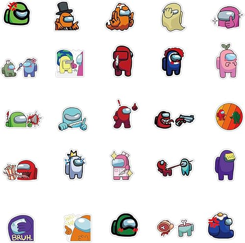 Miniatura 5 de 50 calcomanías de Among Us, calcomanías de juego de dibujos animados de Amg Us perfectas para botellas de agua, laptop, teléfono, automóvil,