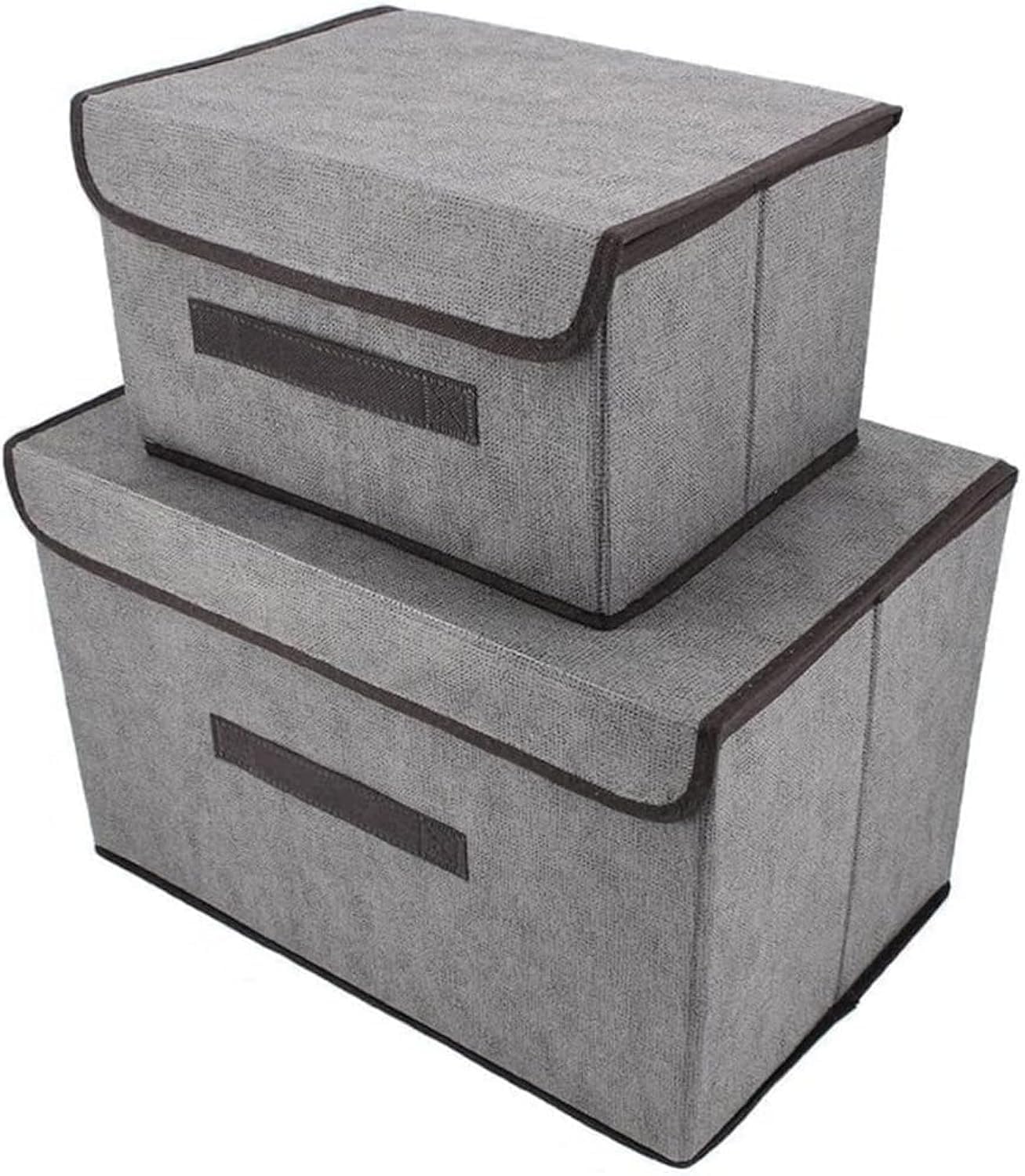 2Pack Fabric Storage Bins with Lid,Foldable Closet Storage Boxes for Shelves, Large Collapsible Clothing Organizers