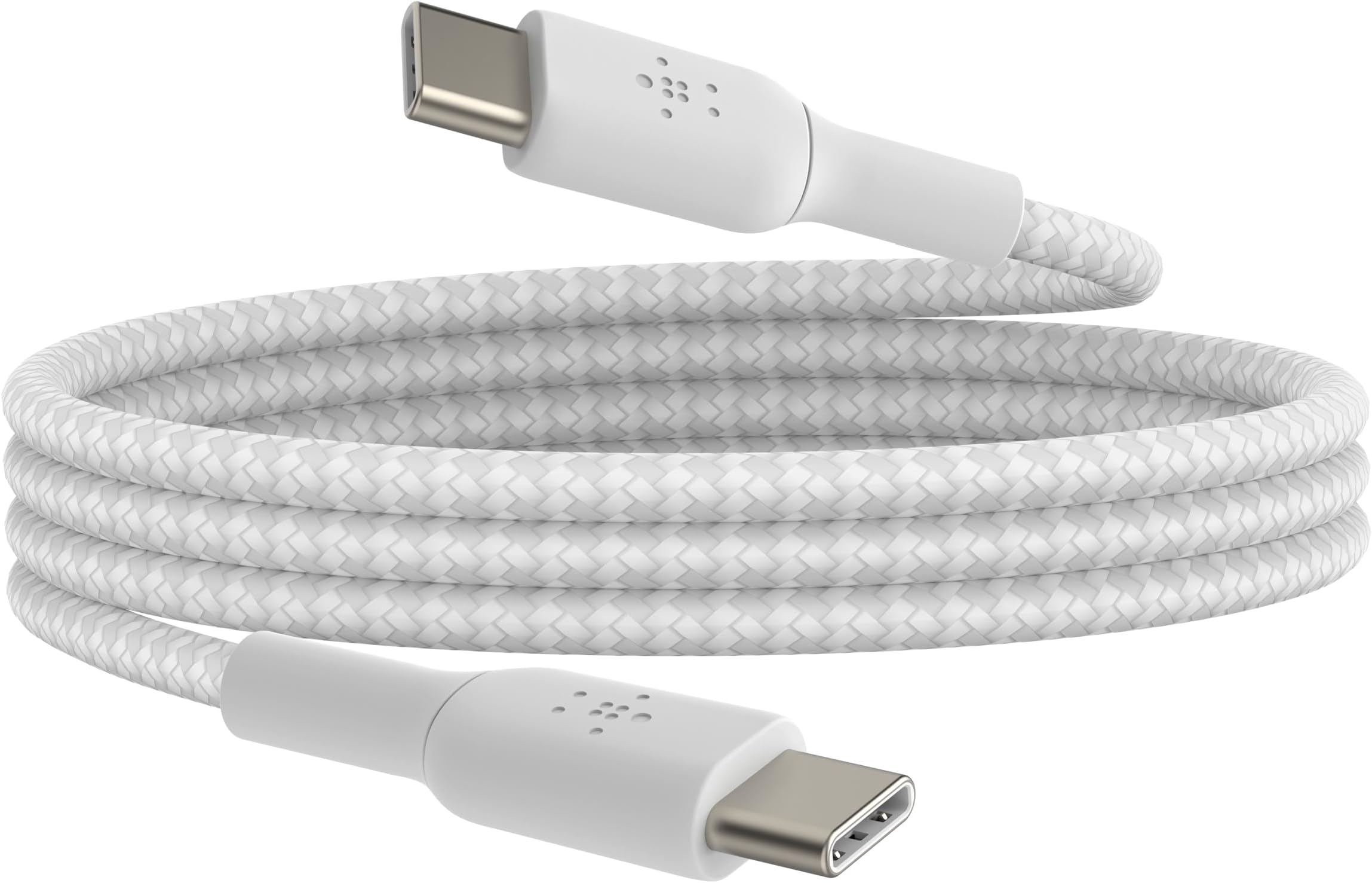 Fast Charge braided USB C to fast charger cable, USB type C charger cable fast charging for iPhone 15, Samsung Galaxy S23, Google Pixel, iPad, MacBook, Nintendo and more - 1m, White