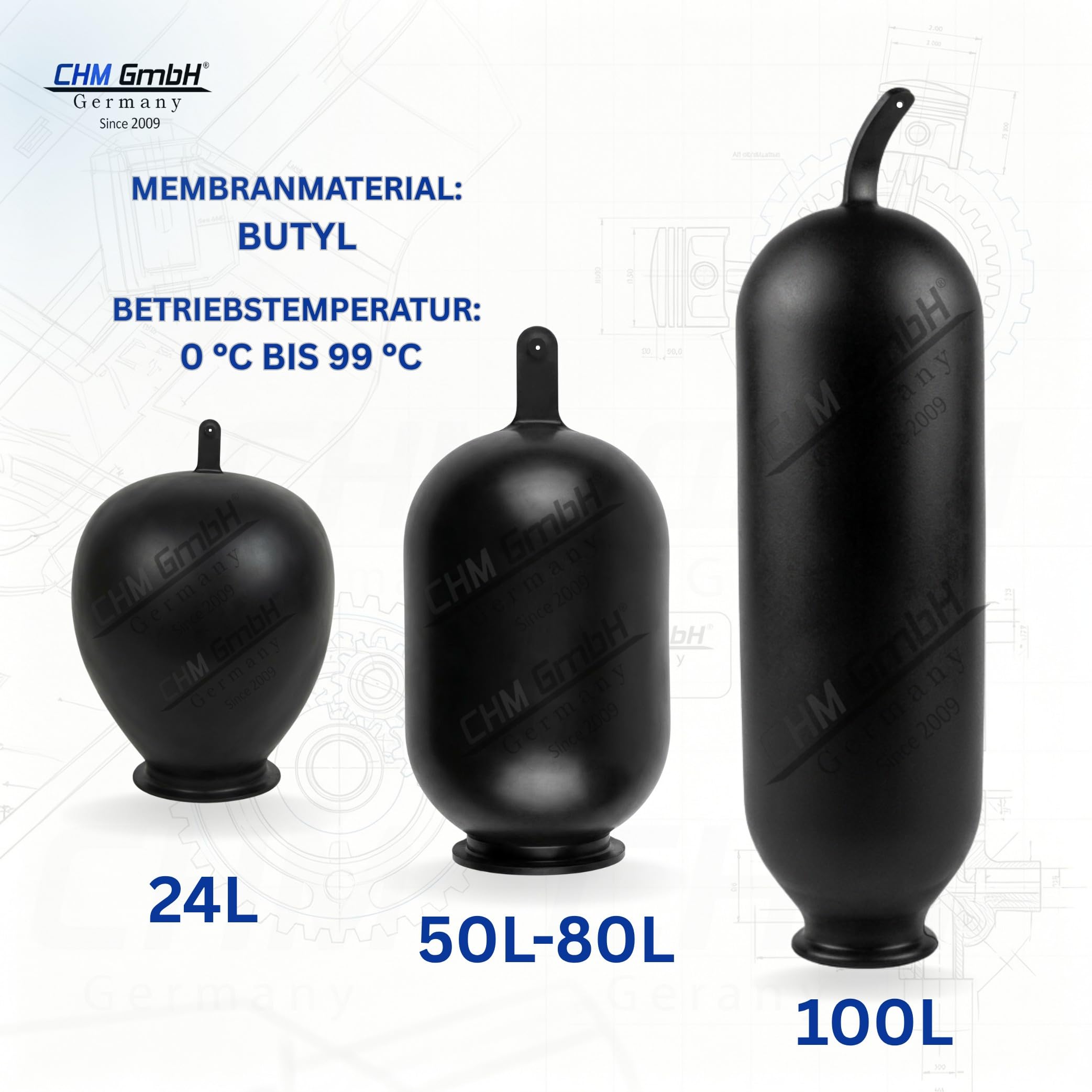 100 L Membrankessel vertikal, Stahltank, Druckkessel max.10 Bar Ausdehungsgefäß