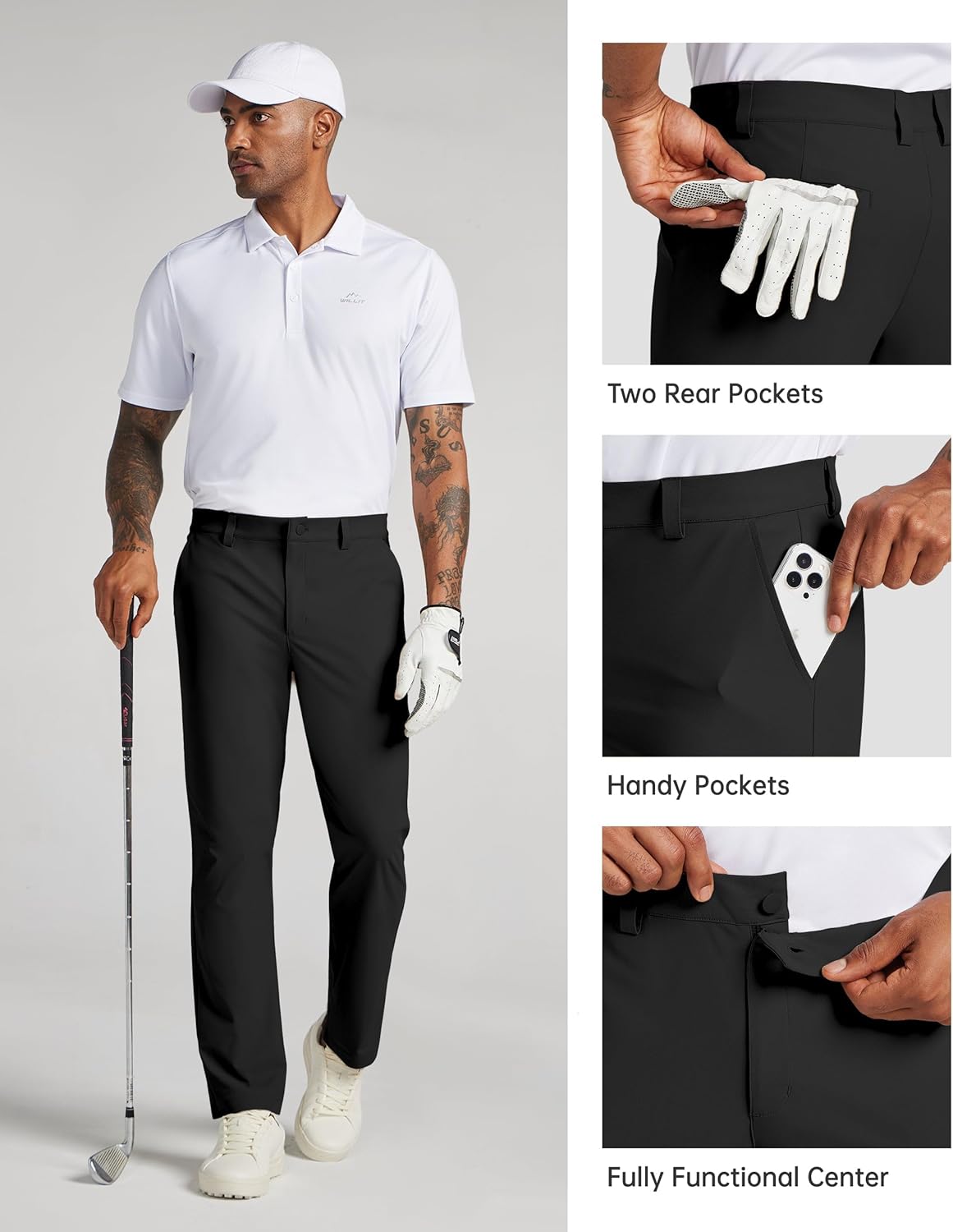Willit Mens Golf Pants Stretch Comfy Work Dress Pants 28''/30''/32''/34'' Lightweight Casual Pants Slacks with Pockets - Image 6