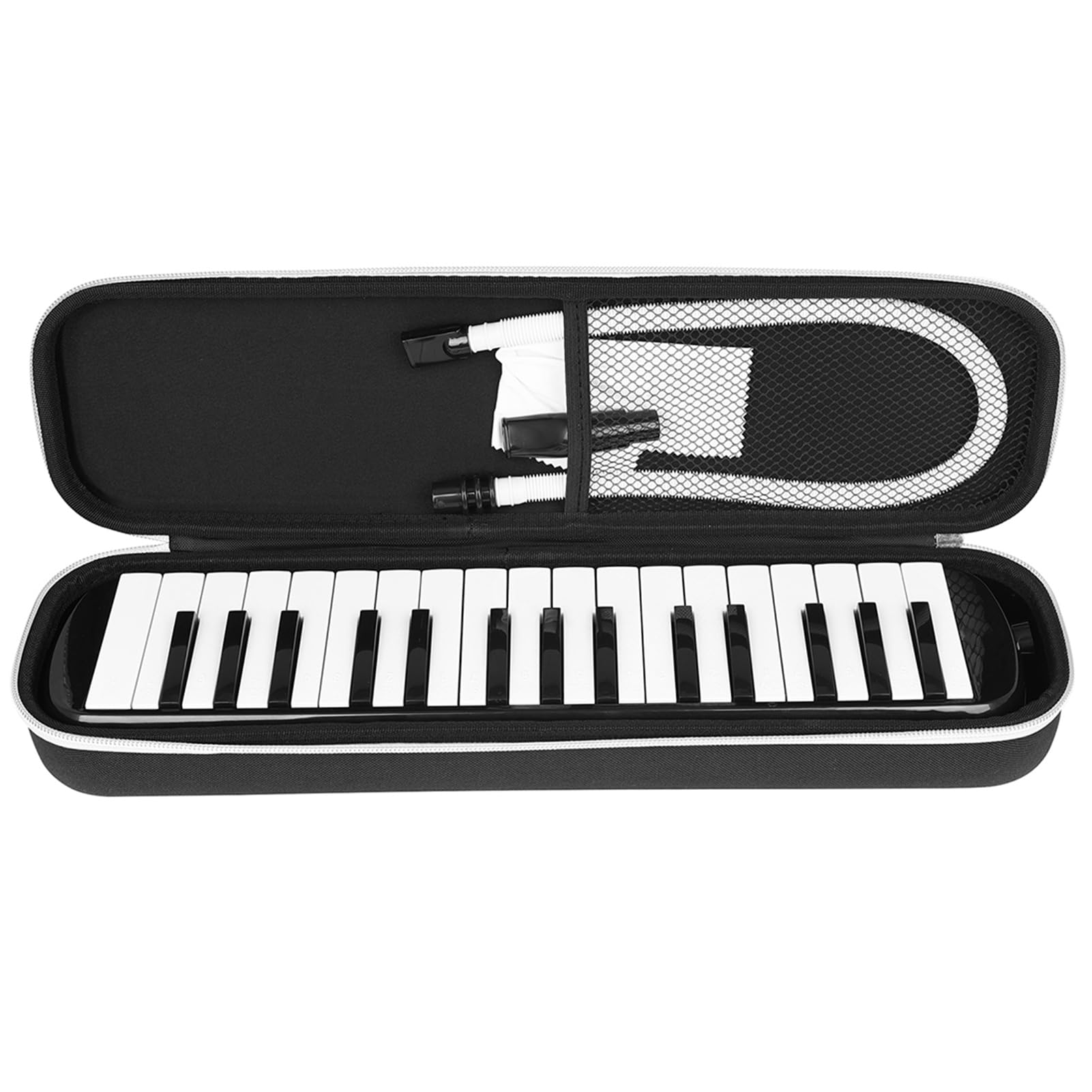 Fockety Strumento Melodica, 32 Tasti, Melodica per Principianti, per Studenti, Bocchino a Doppio Tubo, Strumento Musicale a Tastiera per Pianoforte Ad Aria con Custodia per (BLACK)