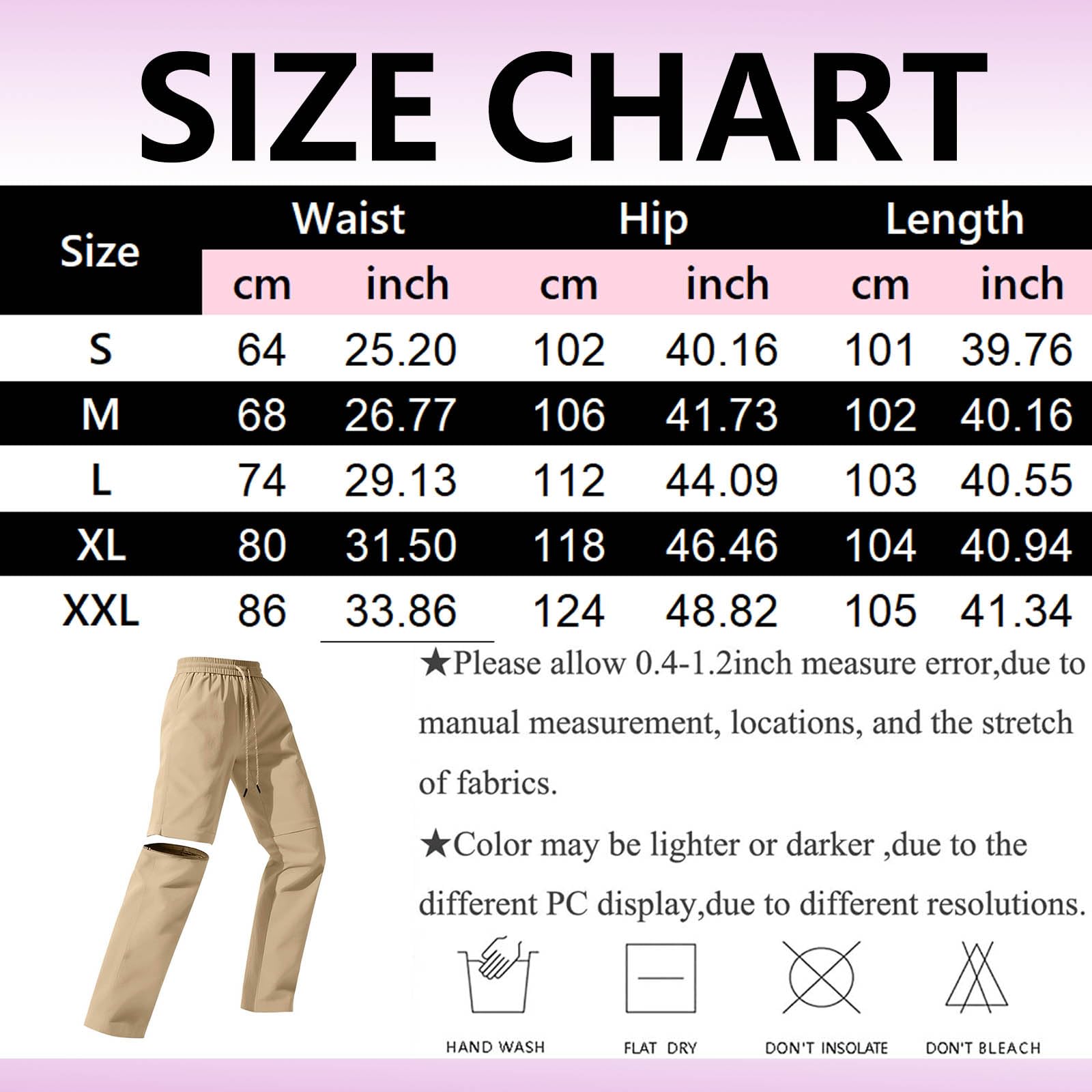 Pantalon Randonnée Femme Zippé Convertible Léger à séchage Rapide léger et Amovible étanche Respirant et à Séchage Rapide idéal pour Le Safari, pour l'été et Le Travail