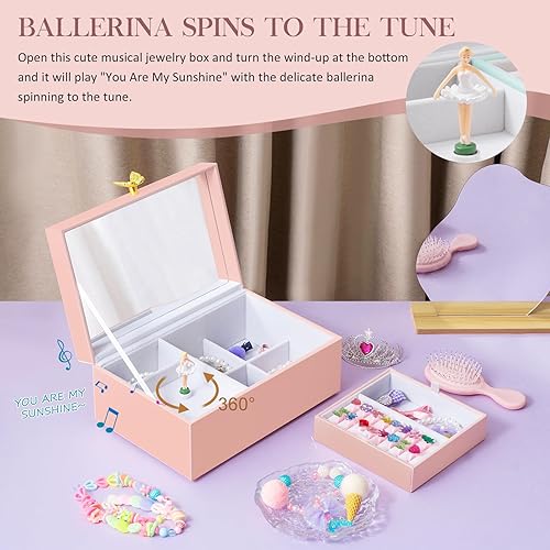 Miniatura 3 de Joyero musical para niñas con bailarina giratoria, almacenamiento de cajas de joyería para niños, caja de música de bailarina, regalo para niña