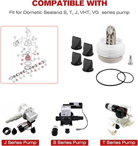 Miniatura 9 de BASIKER 385310076 Kit de válvula de pico de pato, apto para generadores de vacío Dometic Sealand apto para S, T, J, VHT, VHT, VG Series Bomba de