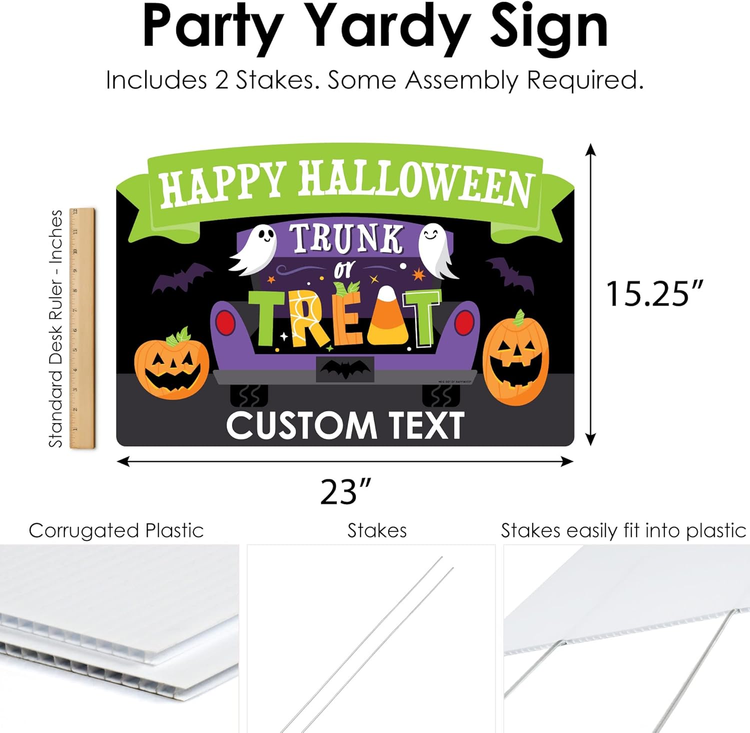 Big Dot of Happiness Personalized Trunk or Treat - Halloween Car Parade Party Yard Sign Lawn Decorations - Happy Halloween Custom Name Party Yardy Sign