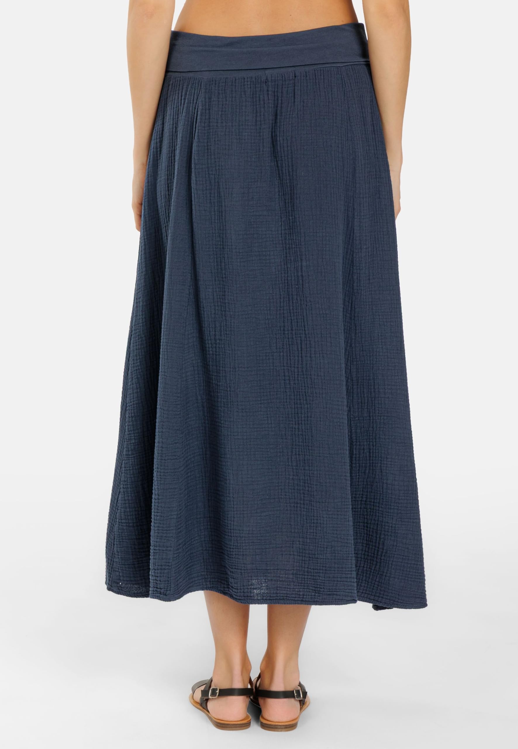 Caspar RO036 Damen Musselin Maxi Rock aus 100% Baumwolle | Langer A-Linie Sommerrock mit elastischem Stretchbund | Leichter Baumwollrock | Made in Italy
