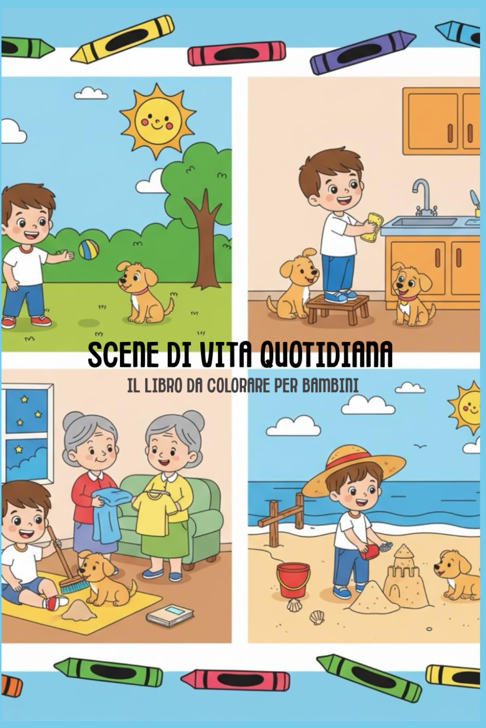 Scene di vita Quotidiana: il libro da colorare per bambini