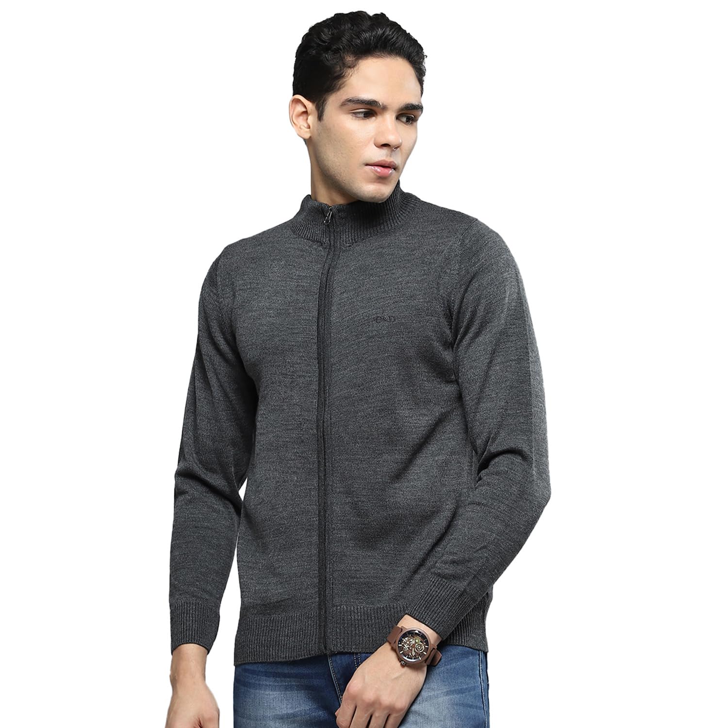 cloak & decker Mens Solid Dark Grey Mock Neck Full Sleeves Pullover - 6240616438FZ-4-40-picture-24