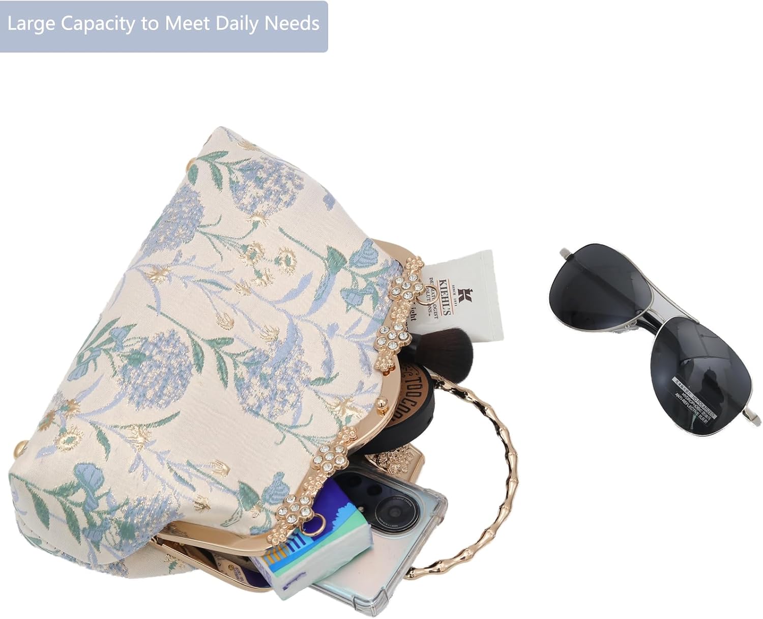 YeBon Retro Shoulder Chain Messenger Clutch Chinese Style Embroidered Jacquard Women's Evening Bags - Image 7