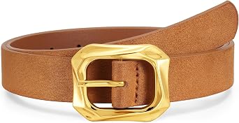 WHIPPY Womens Leather Belts with Gold Buckle Casual Fashion Ladies Waist Belts for Jeans Pants Dresses