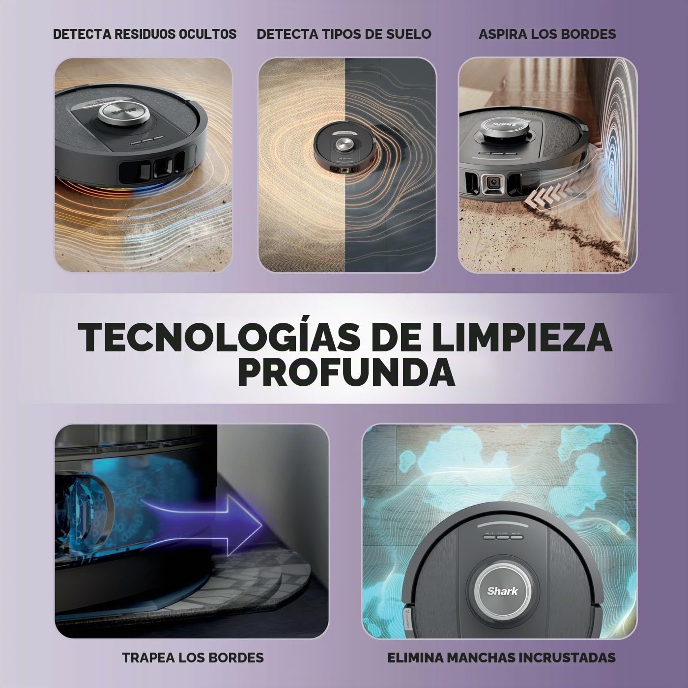 Shark PowerDetect Robot Aspirador y fregona 2 en 1, NeverTouch 30 días autovacía y autorecargable, con navegación 3D y LiDAR, NeverStuck Obstáculo Bypass, WiFi/App/Alexa, Negro RV2800YEUK