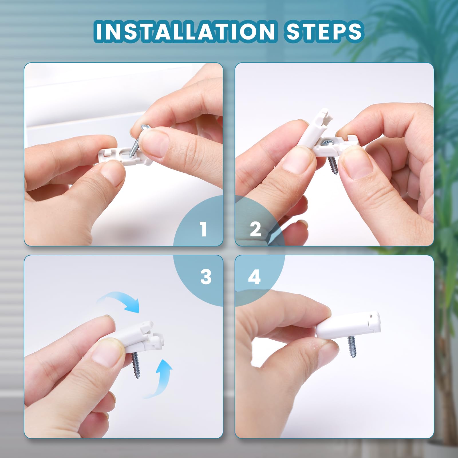 10 Pattini Tensione Per Tende Plissettate - Bianchi Con Viti - Foto 2