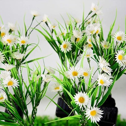 Miniatura 7 de Paquete de 2 luces solares de flores para exteriores, impermeables, 28 LED, diseño de margaritas, luces decorativas en el suelo, 2 modos para