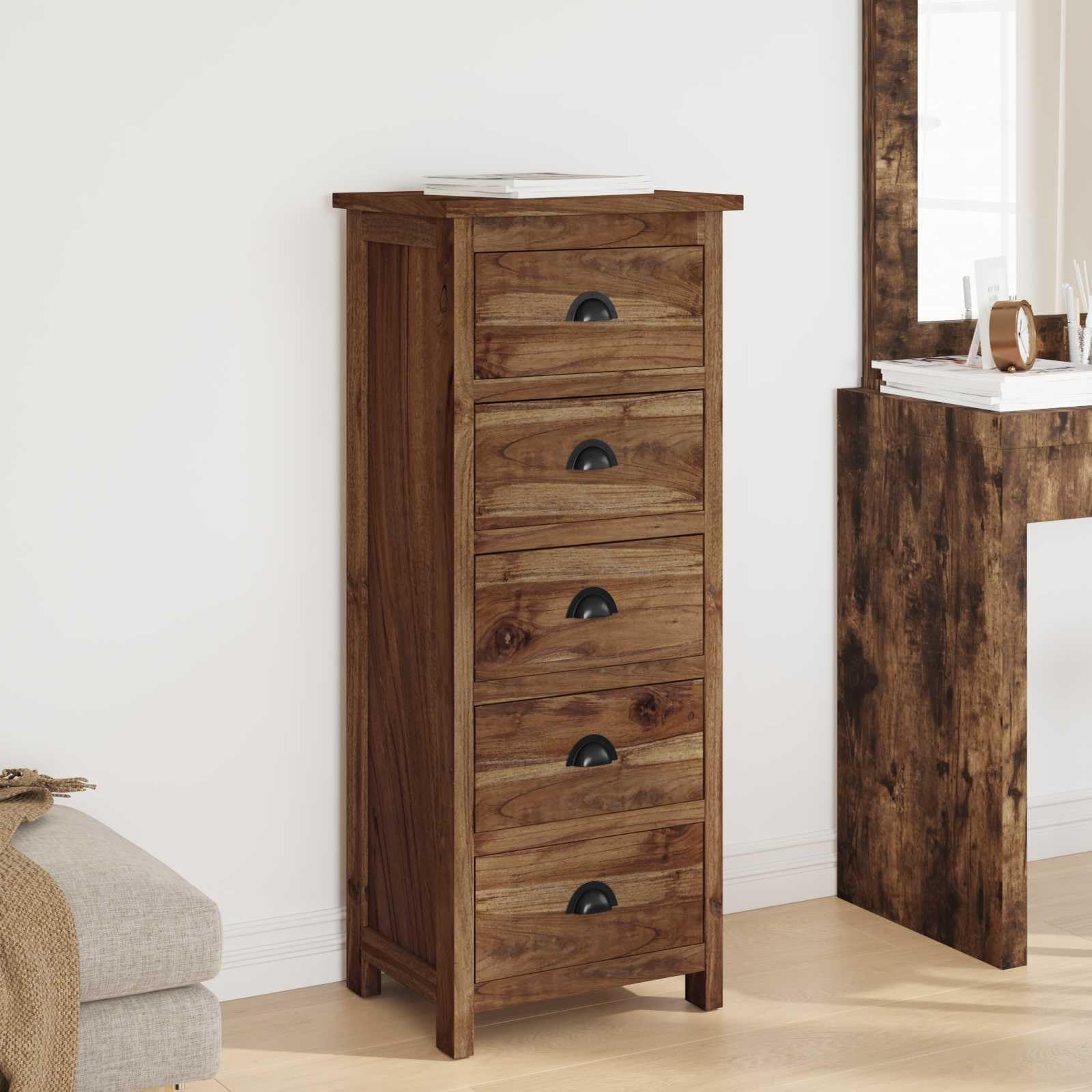 Commode Naturel 45 x 35 x 110 cm Bois de Teck Massif,Meubles,Armoires & Meubles de Rangement,Commodes,24.82 kg-42017962