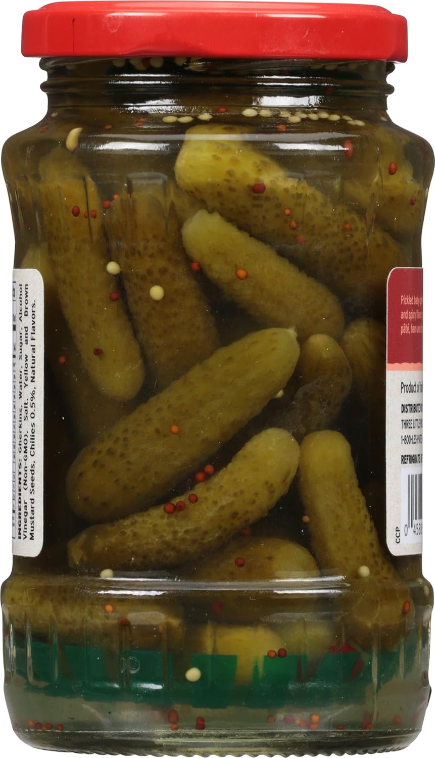 Three Pigs Cornichons Piquants, 12.4 OZ, 12 Pack