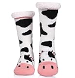 Womens Winter Slipper Socks With Grippers Cozy Warm Cute Fuzzy Slipper Socks