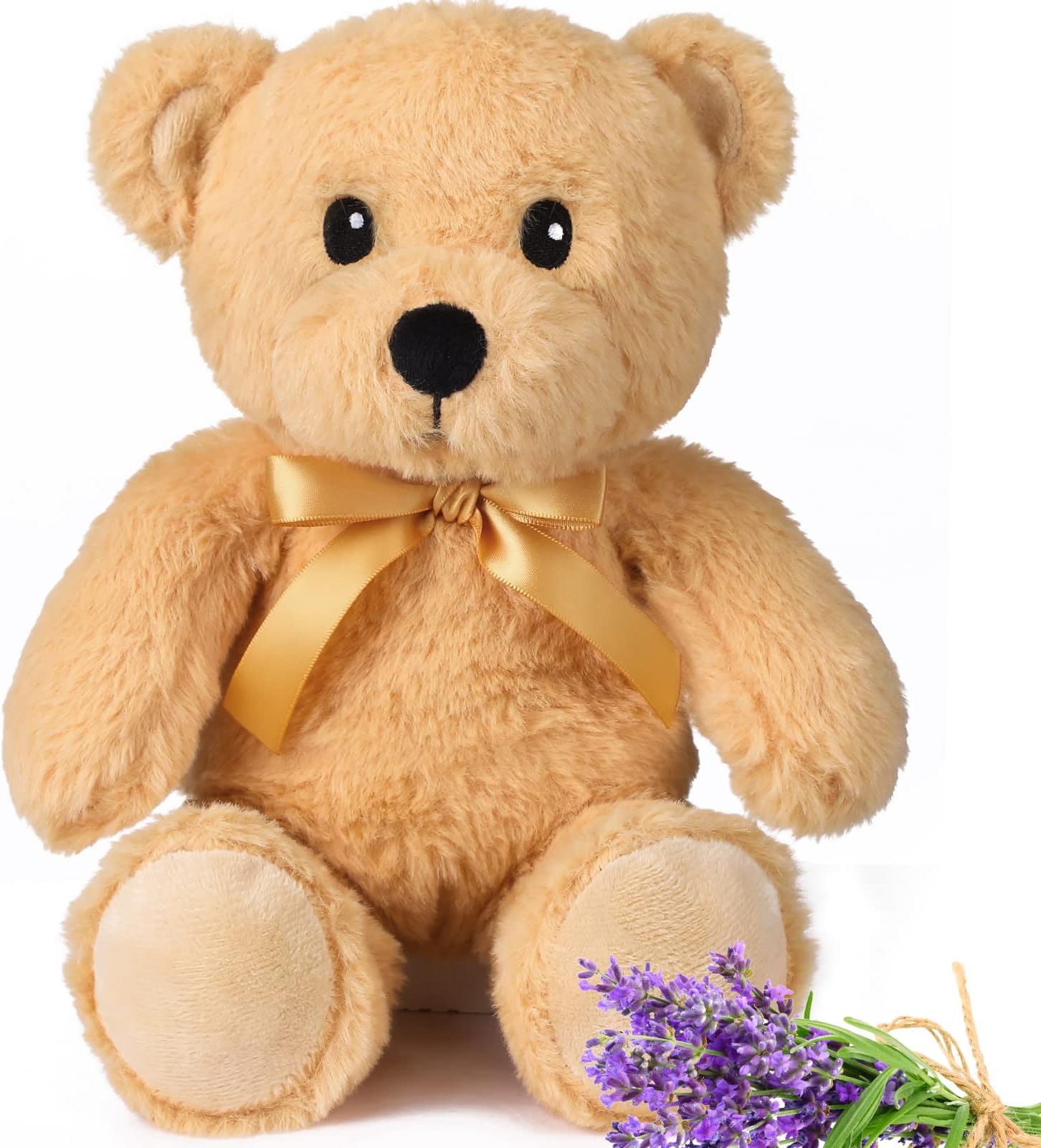 Hungdao Bear Stuffed Animal 9 Inch Microwavable Heatable Plush Toy Lavender Scented Warmies for Adults Kids Soothing Baby Shower Warm Gift Birthday Party Favors(Cute Bear)