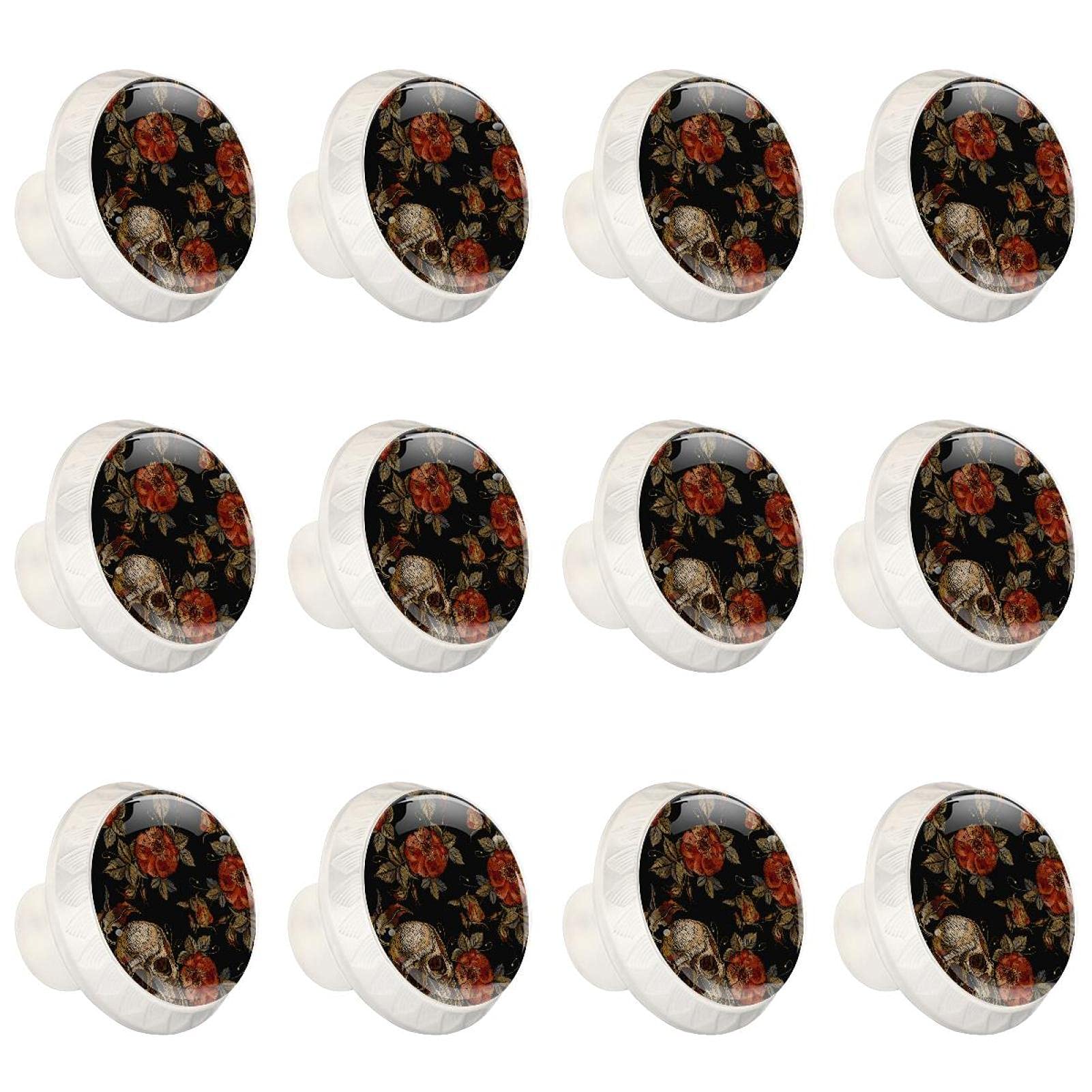 12 Boutons de Placard de Cuisine Ronds Tête de Mort en Sucre pour Tiroir et Commode