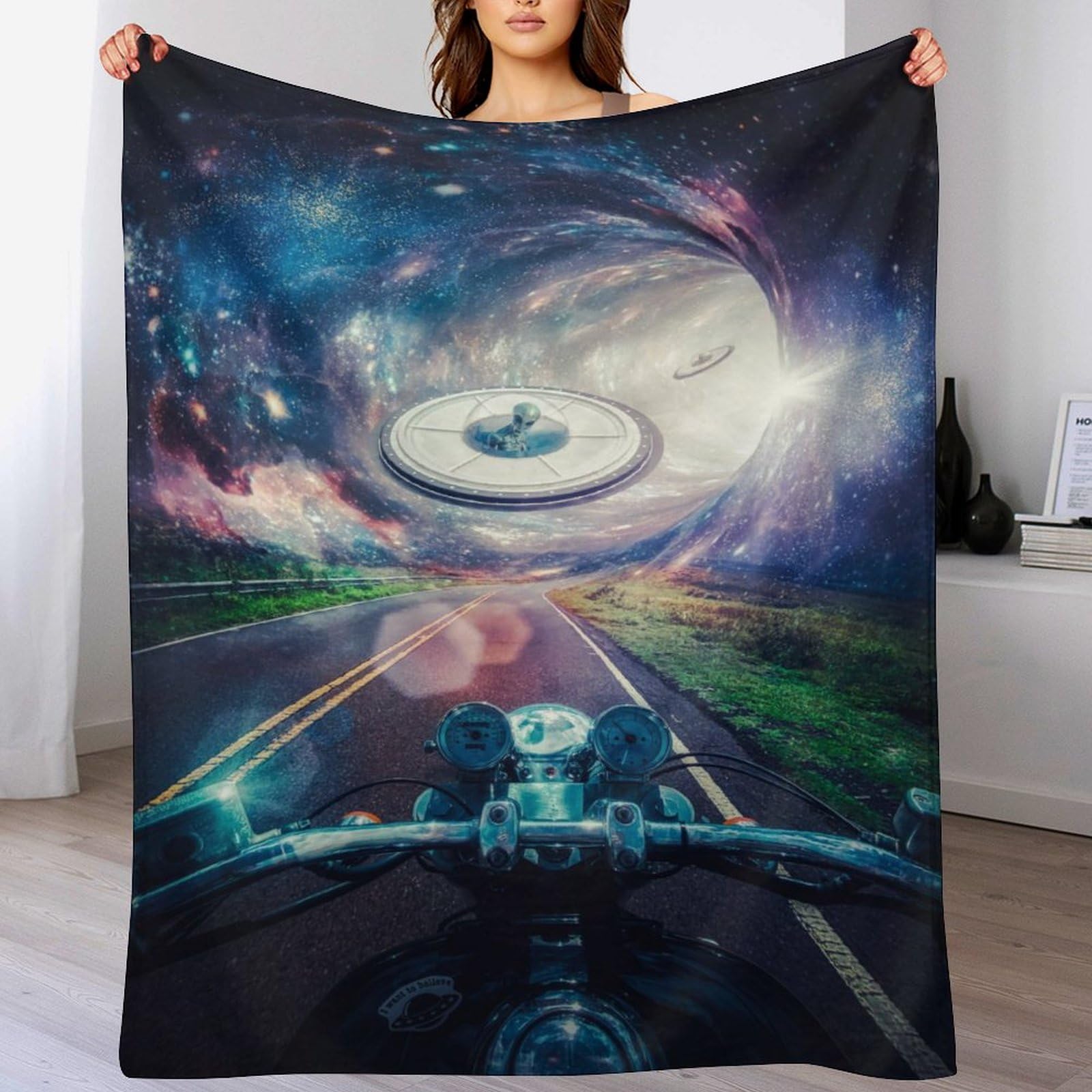 Couverture polaire en flannel douce et lavable au motif extraterrestre amusant
